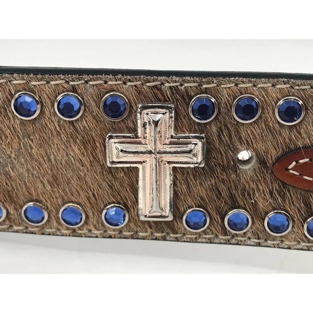 Ranger Belt Company Leather Belt Cowboy Western Cross Christian Buckle Hair‎